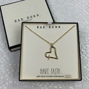 Rae Dunn 14K Gold plated Heart Faith Necklace 16”+2 Have Faith New in Box